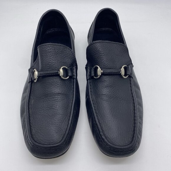Sandro Moscoloni Sorrento Horsebit Loafer 12D Black Soft Pebbled Leather Slip On - Picture 5 of 14